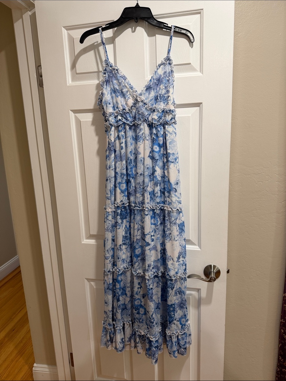 NWT Blue Floral Tiered Maxi Dress - Light Blue by Chelsea 28